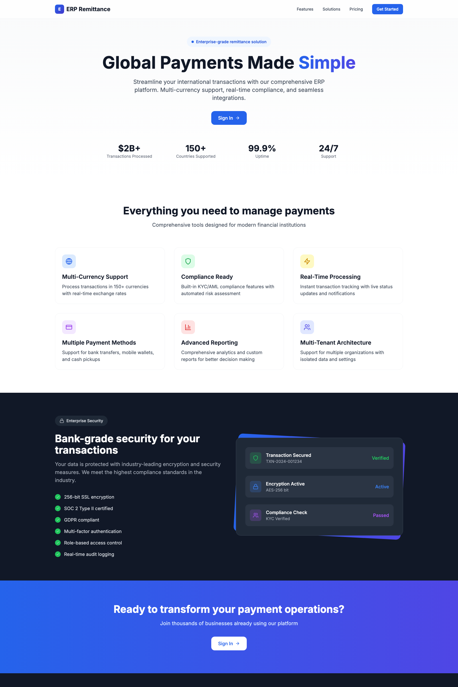 Preview website portfolio ERP Remittance
